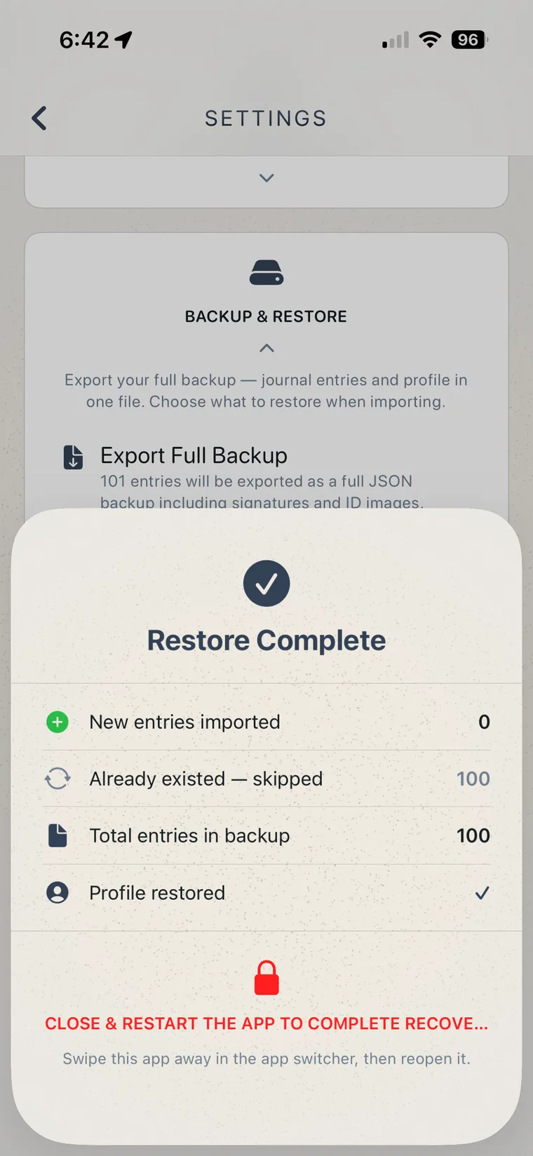 Cloud Sync &amp; Backup in My Notary Book on iPhone