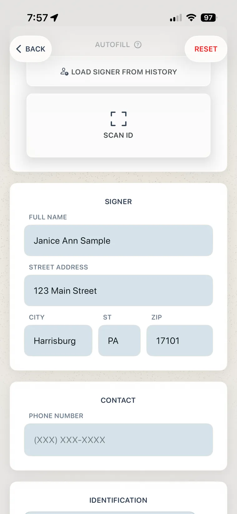 Digital Notary Journal in My Notary Book on iPhone