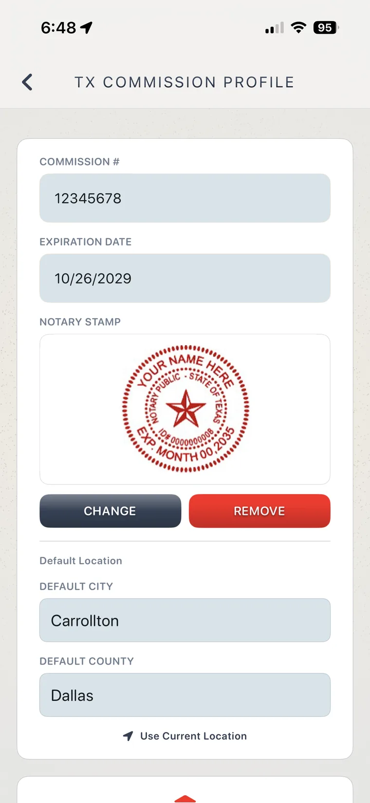 Notary Profile in My Notary Book on iPhone